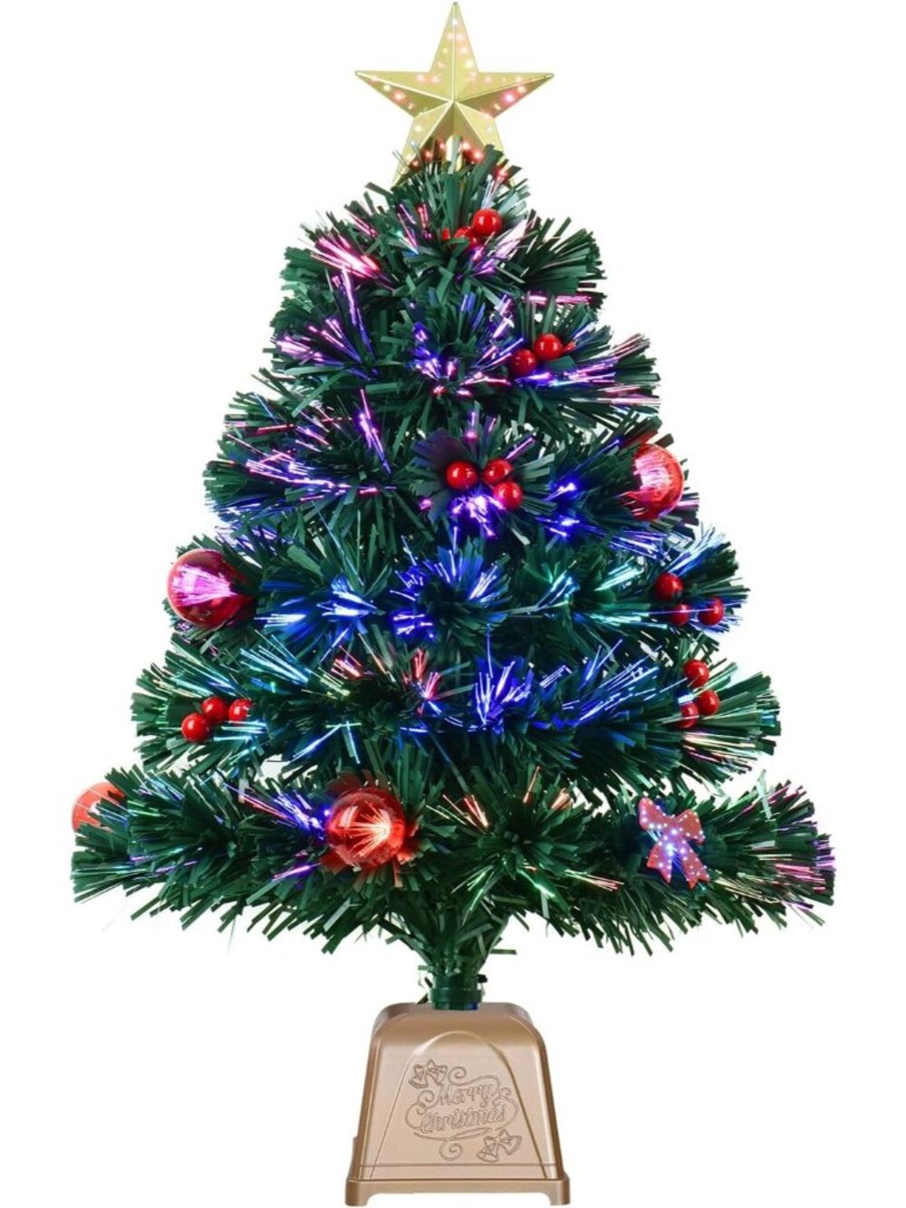 🎄24 Inch Green Fiber Optic Christmas Tree Prelit Artificial Holiday Tabletop